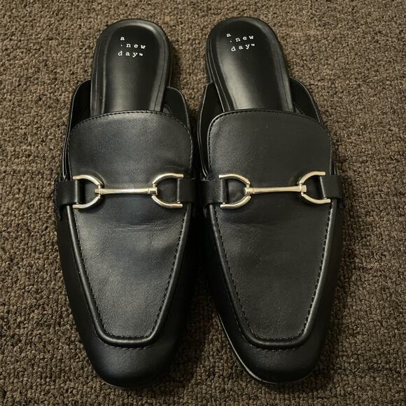 Flats Loafers A New Day Size 10 Women’s Shoes Black Metal Buckle - Picture 1 of 4